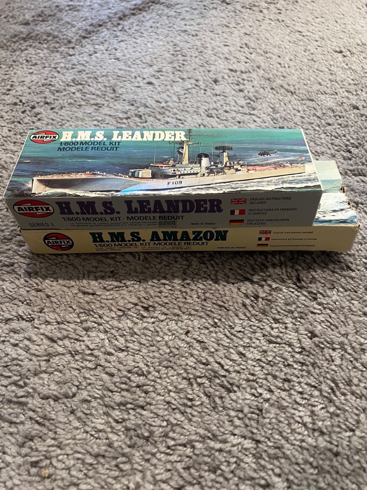 Vintage 1981& 1983 AIRFIX H.M.S. LEANDER & AMAZON