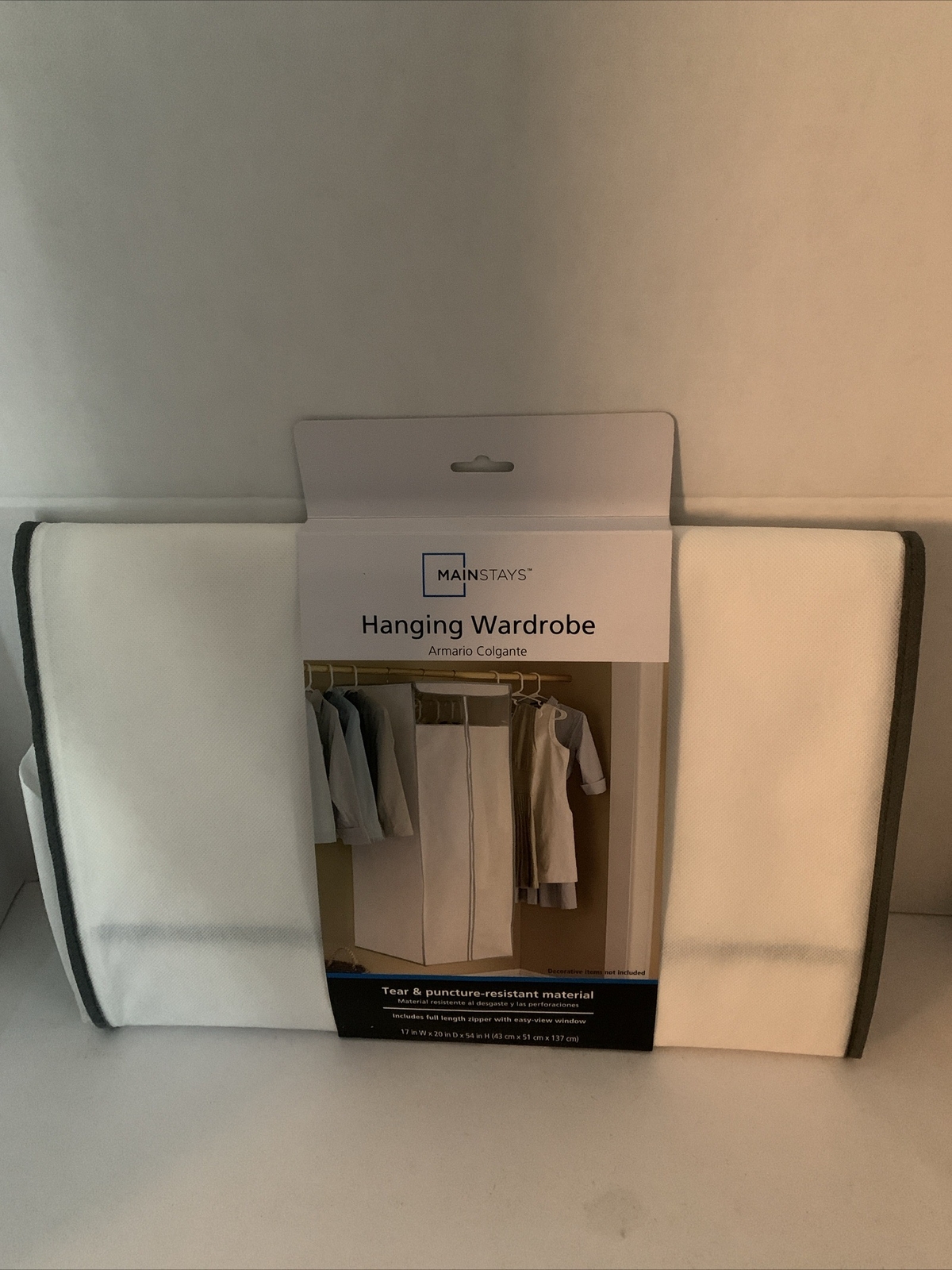 Mainstays Garment/hanging Wardrobe, Clear Window, Canvas, Dim=17”Wx20”Dx54”