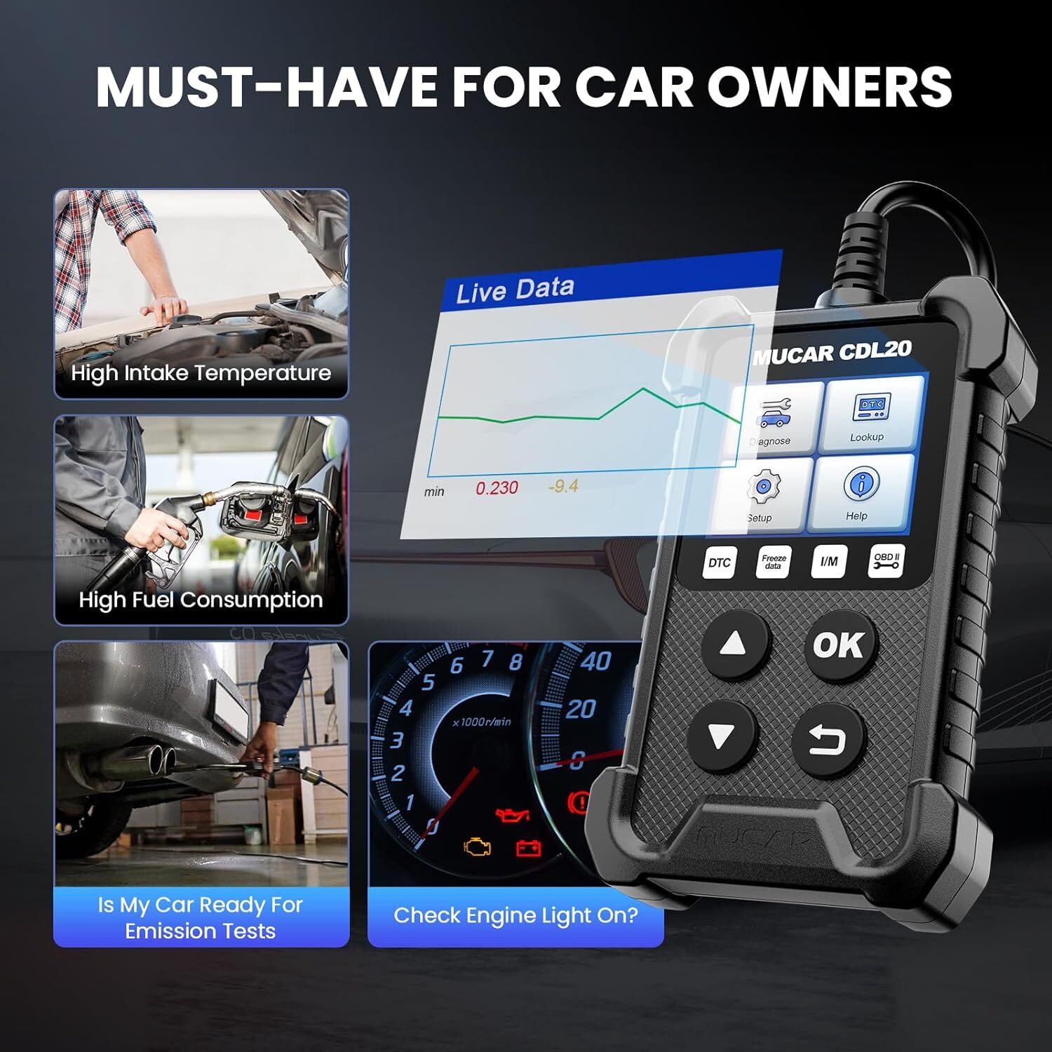 Mucar CDL20 OBD2 Reader Car Diagnostic Scanner OBD Fault Code Reader Tool