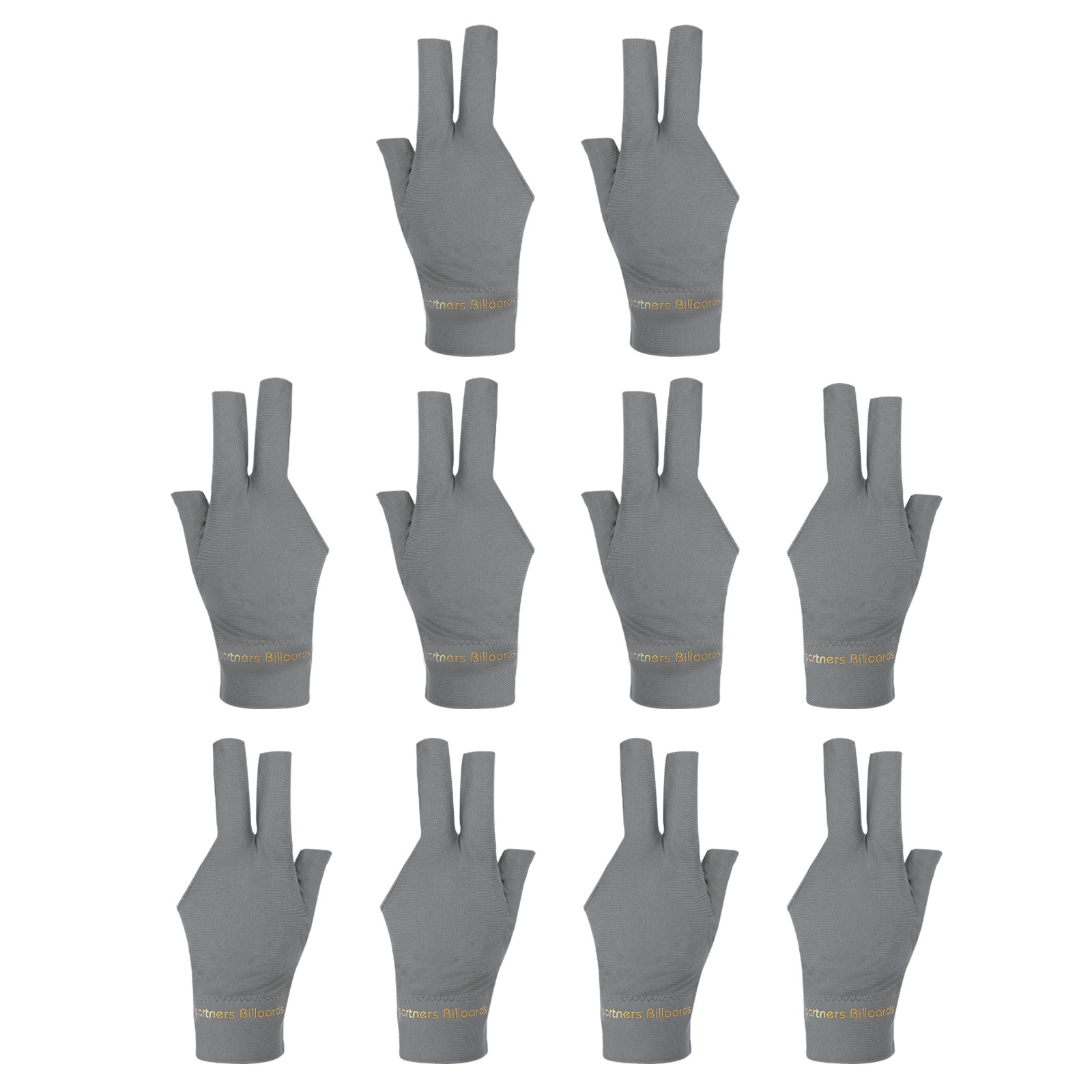 10Pcs 3 Finger Pool Glove Right&Left Hand Billiard Gloves Grey