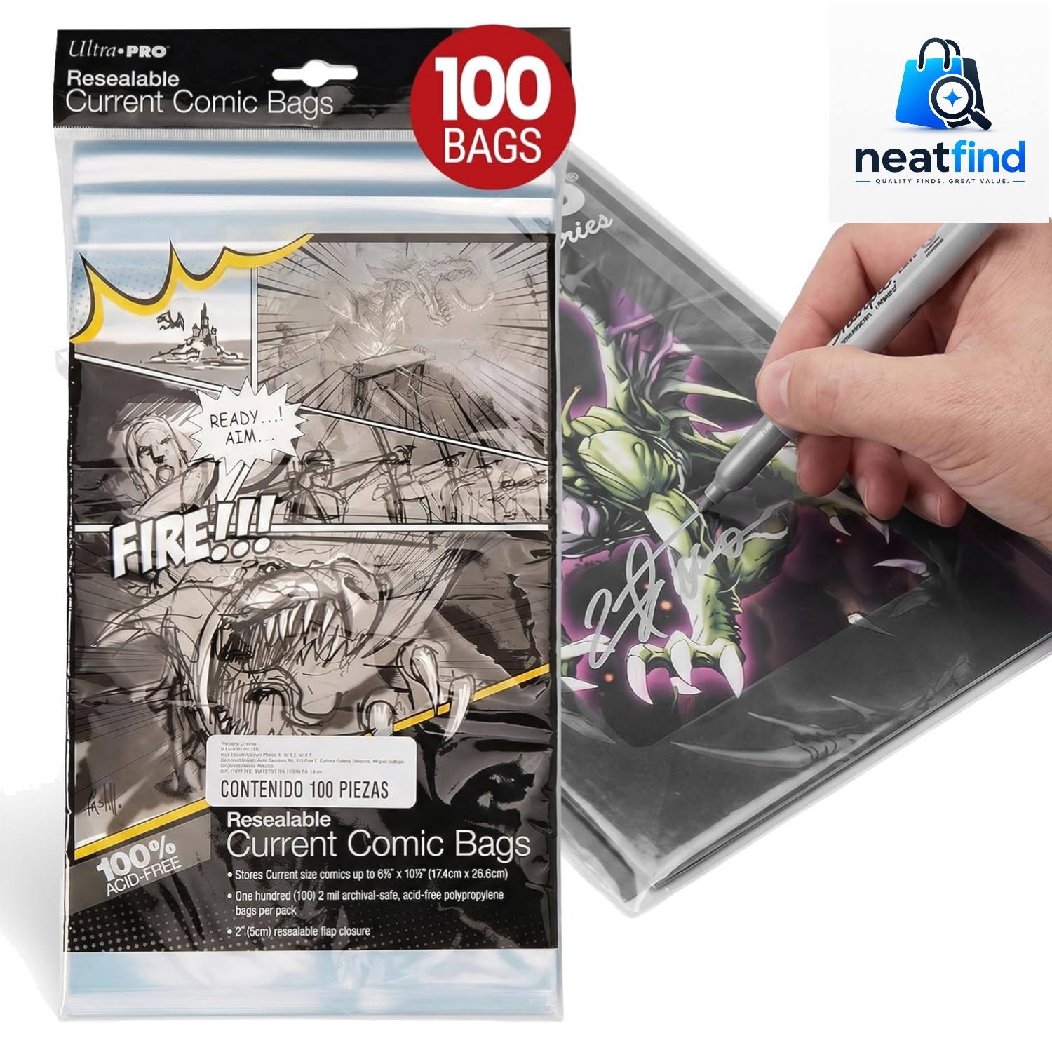 Resealable Current Size Comic Bags – 2 Mil Clear Polypropylene Comic Book Sle...