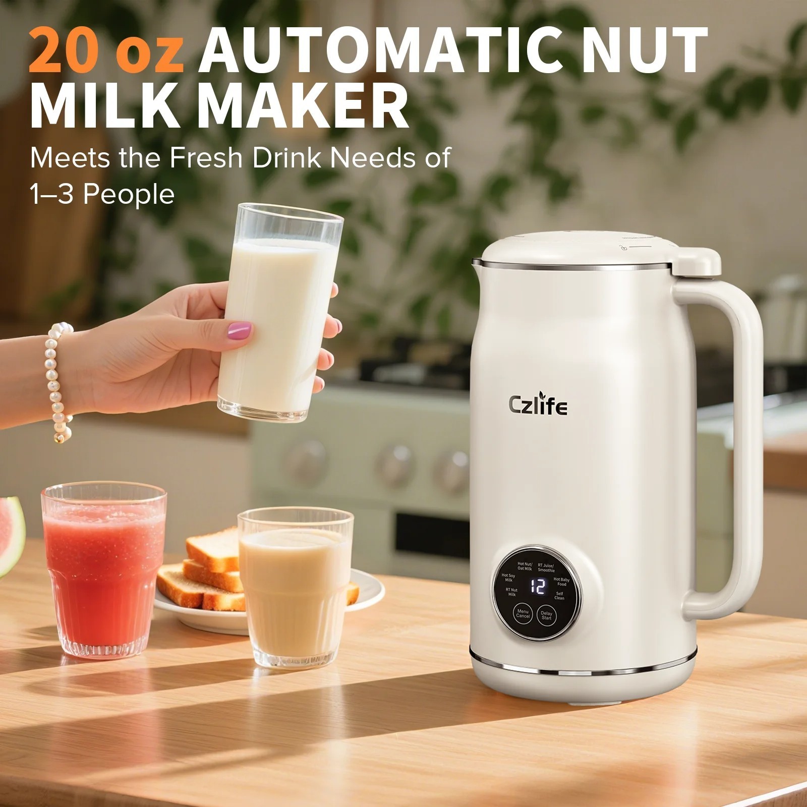 Czlife N5 Nut Milk Maker, 20oz (600ml) Automatic Almond Soy Oat Milk Machine NEW