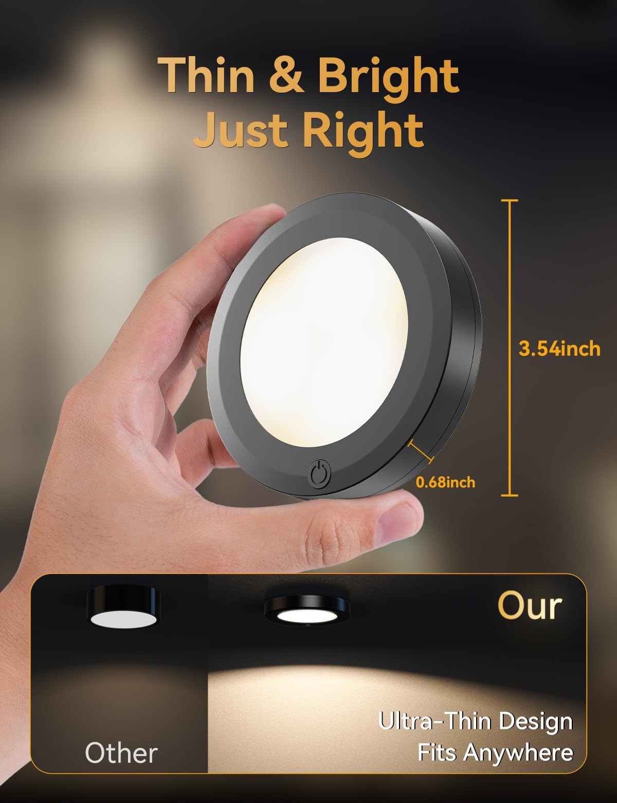 HOLKPOILOT Black 4pk Puck Lights Remote