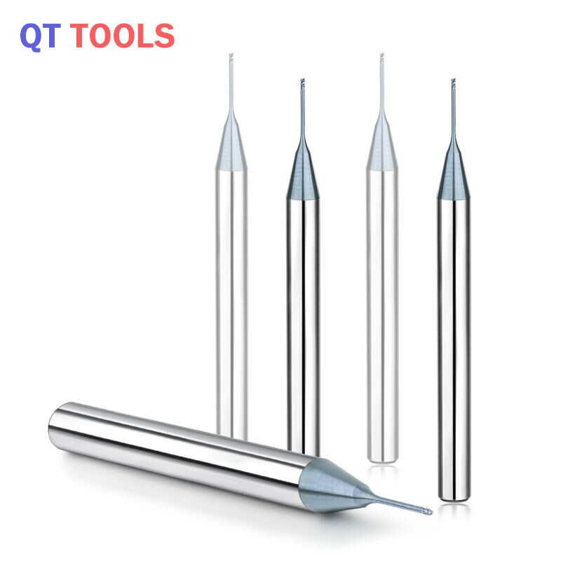 5pcs 1mm-3mm Tungsten Carbide 2 Flute Micro End Mill HRC65 Flat milling cutter
