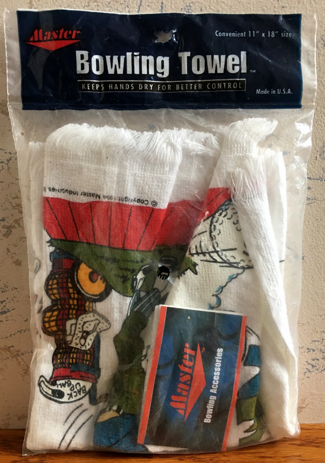 1997 Master Bowling Accessories 11" x 18" Towel "I Gave Up Golf For Bowling" NEW