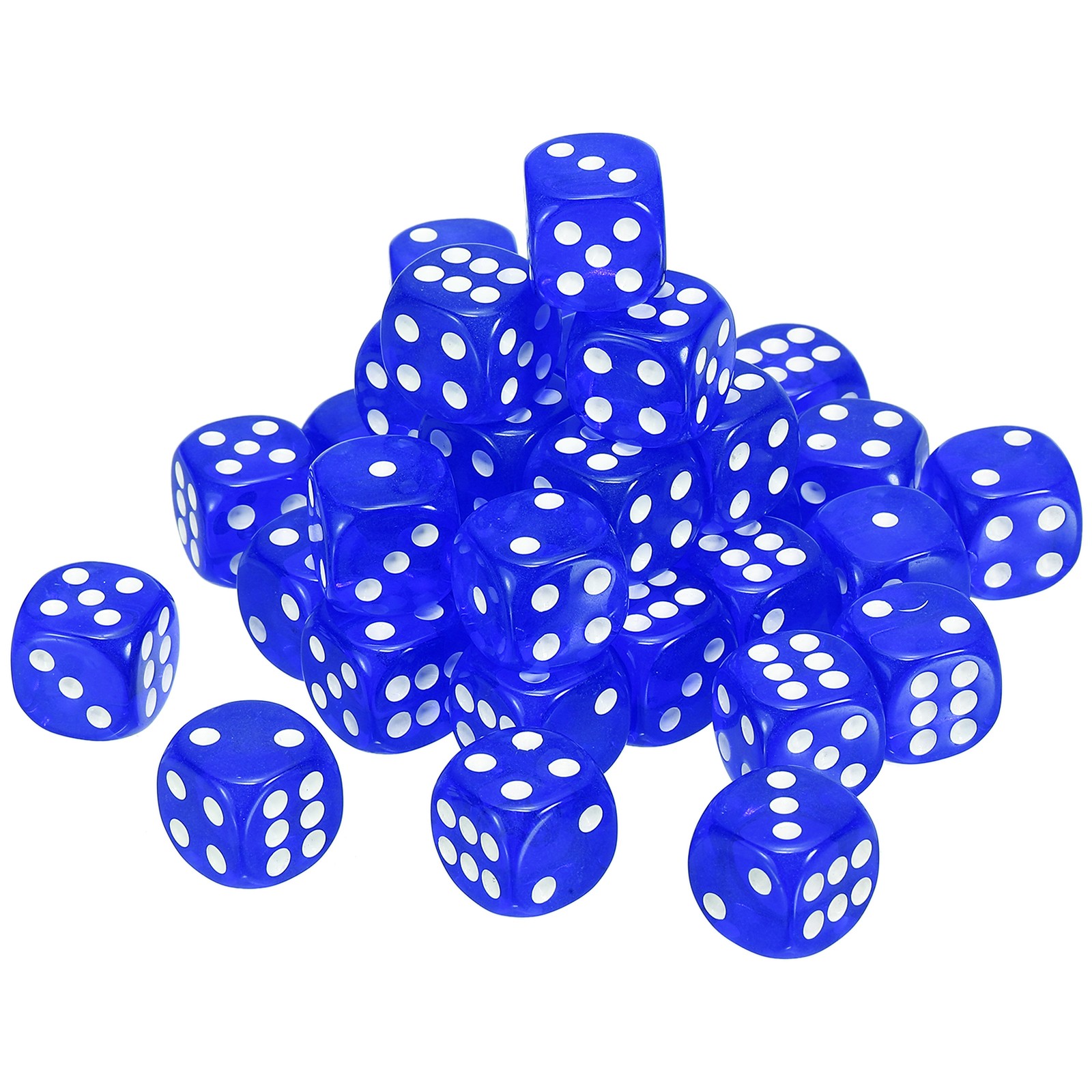 36Pcs 6 Sided Acrylic Dice 14mm/0.55" Rounded Corner Translucent Dice Blue