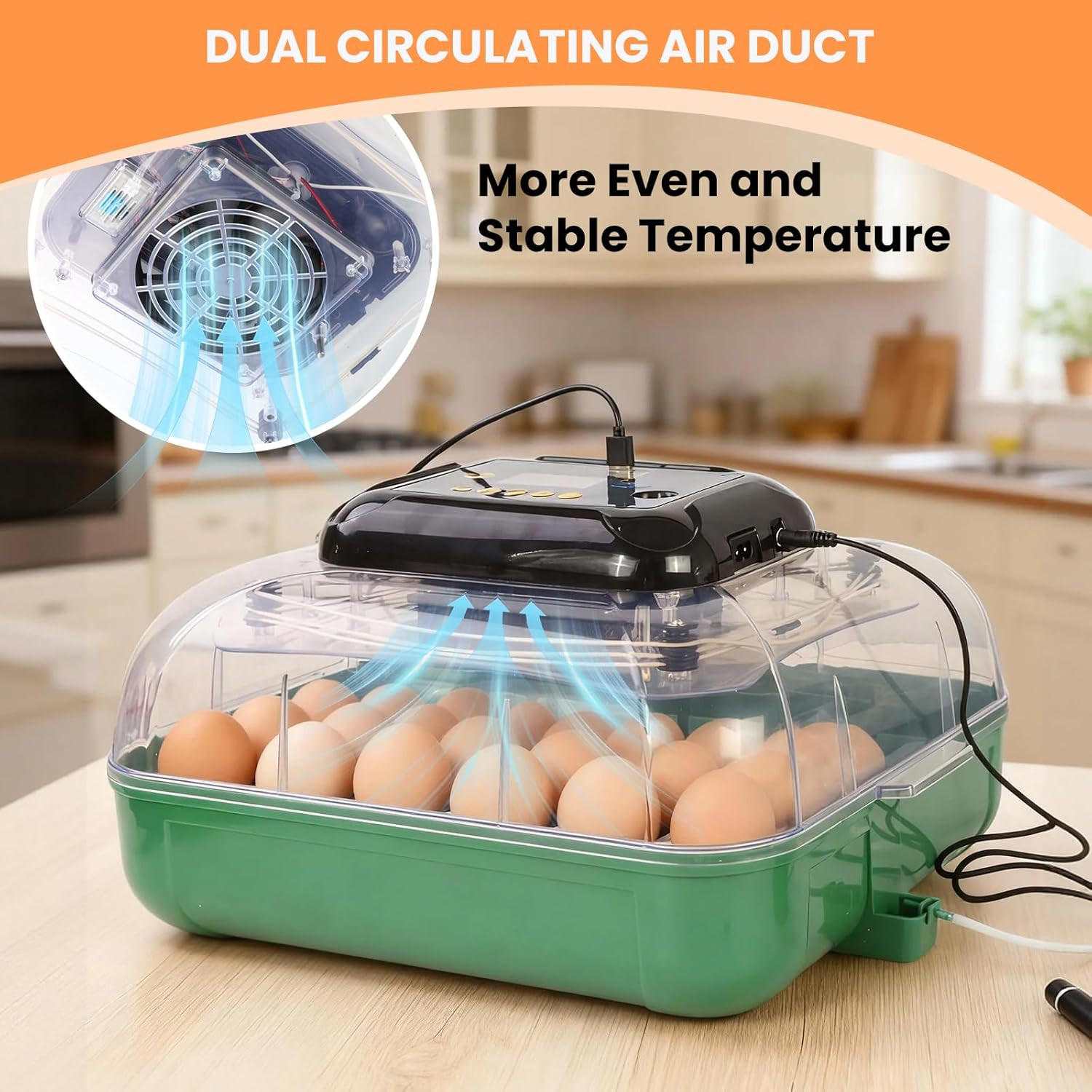 24 Egg Incubator for Hatching Eggs, 360° View Poultry Incubator, Automatic Egg T