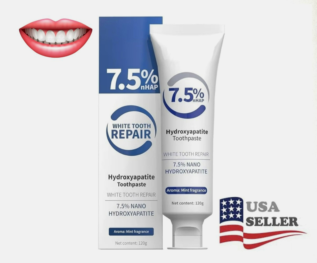 (2) 7.5% nHAP White Tooth Repair Hydroxyapatite Toothpaste (Mild Mint) 4.23oz Ea
