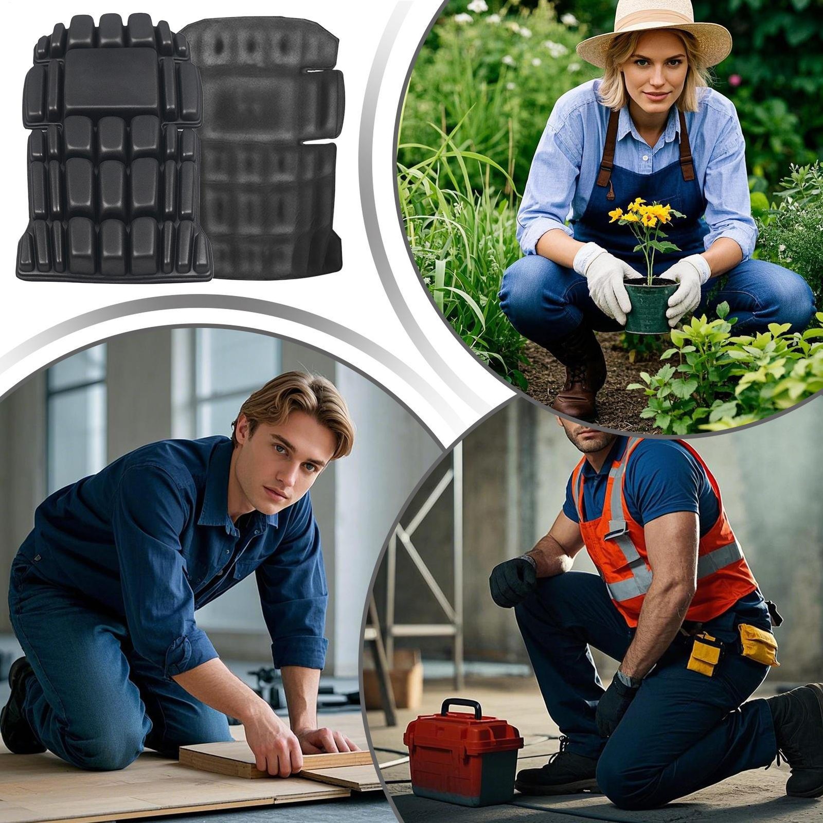 Construction Knee Pads 1 Pair No Strap Cargo Knee Pad Heavy Duty Kneepad