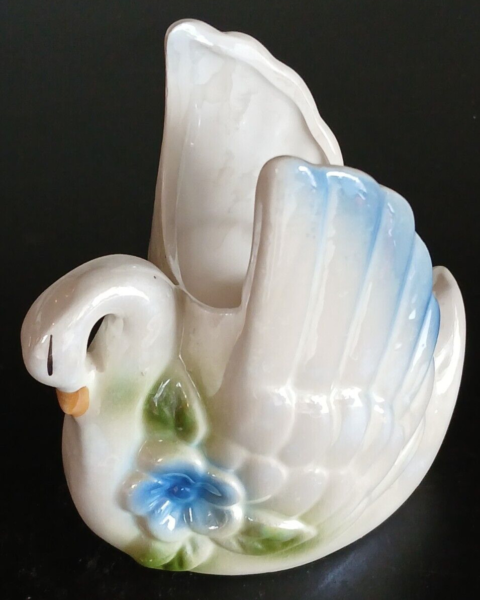 Ceramic Swan Planter 5.5" Tall Vintage