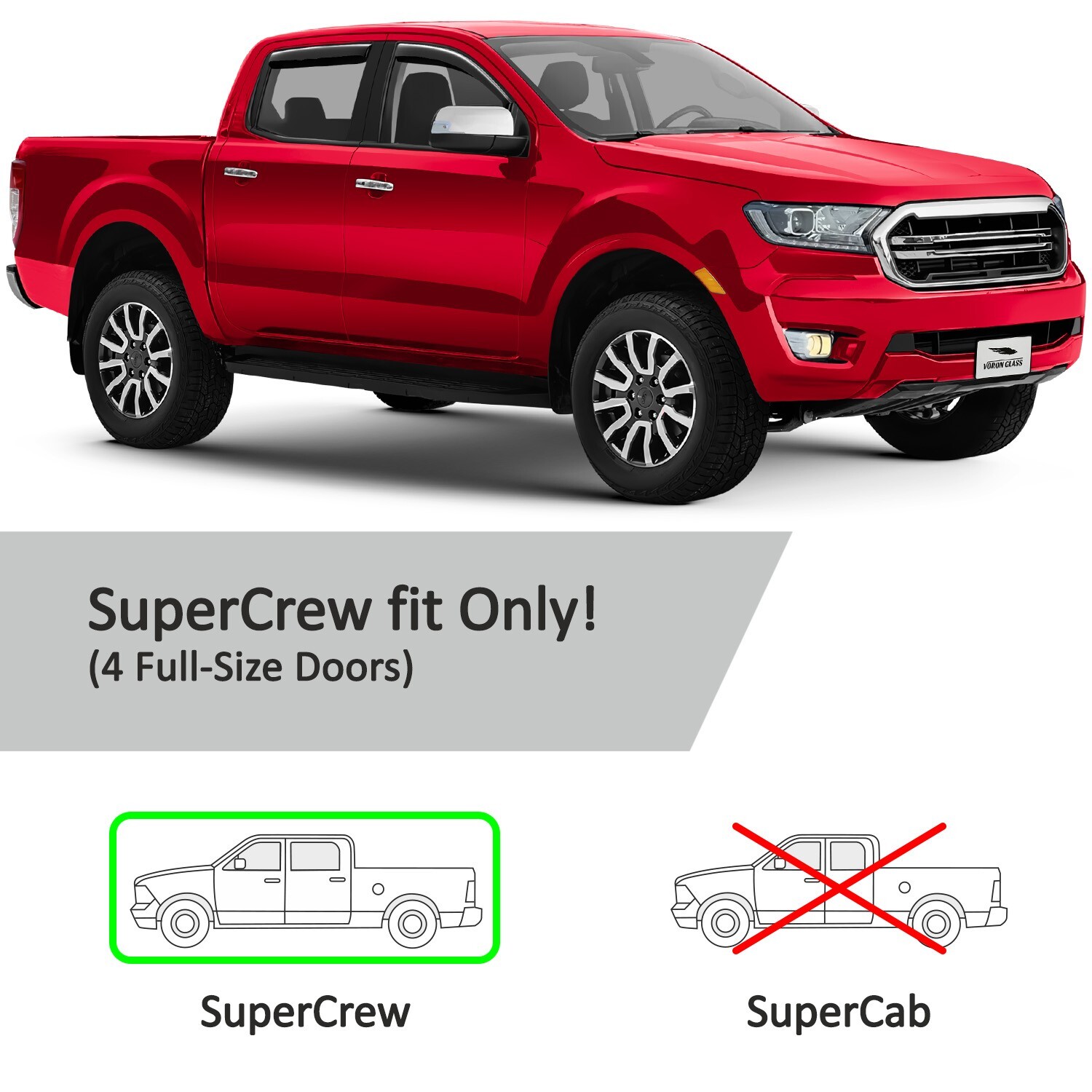 Rain Guards Vent Visors Shade for 2019-2023 Ford Ranger SuperCrew