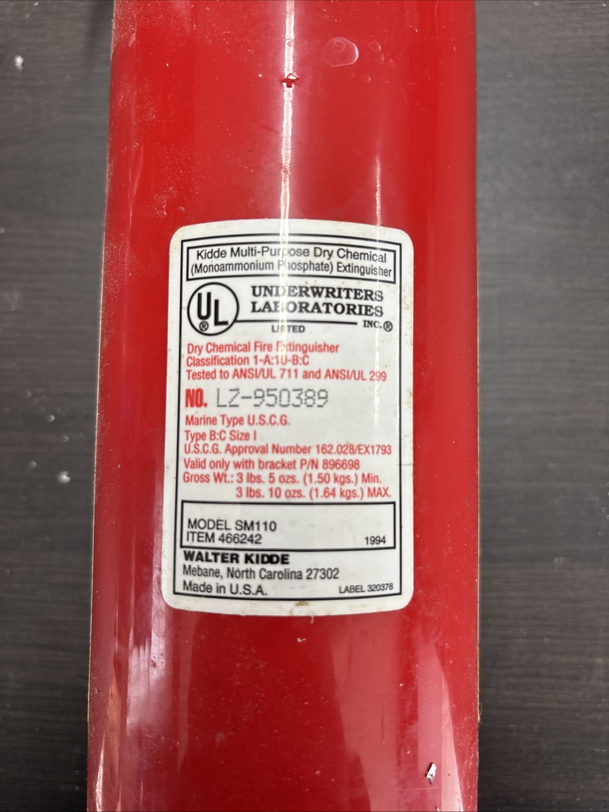Kidde Fire Away 110 Multi-Purpose Fire Extinguisher UL DOT Rated
