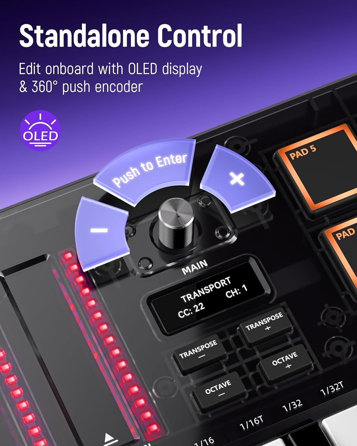 Synido 25 Key USB MIDI Keyboard Controller with 8 Drum Pads, Beat Maker Machine
