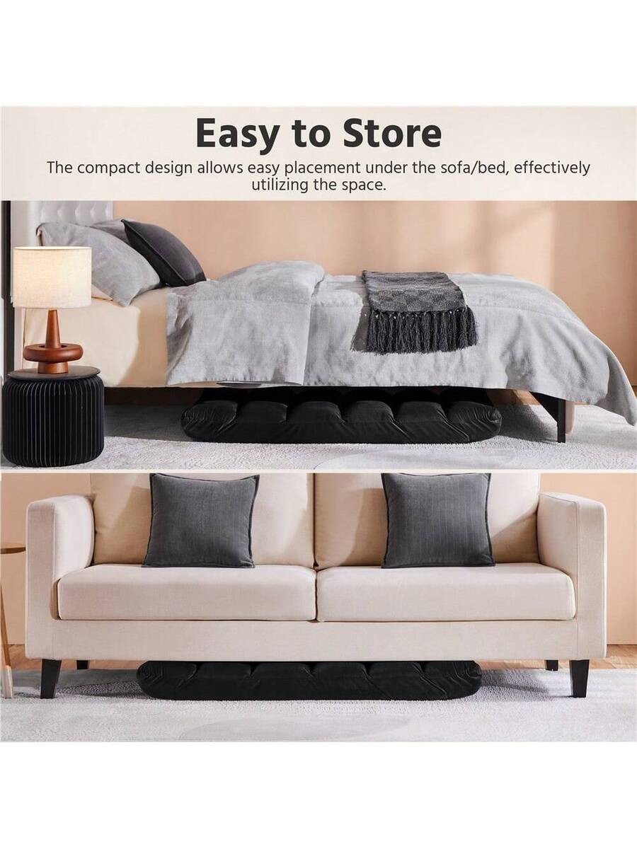 Portablefoldingvelvet floor sofa recliner14-position adjustable tilt angle,black