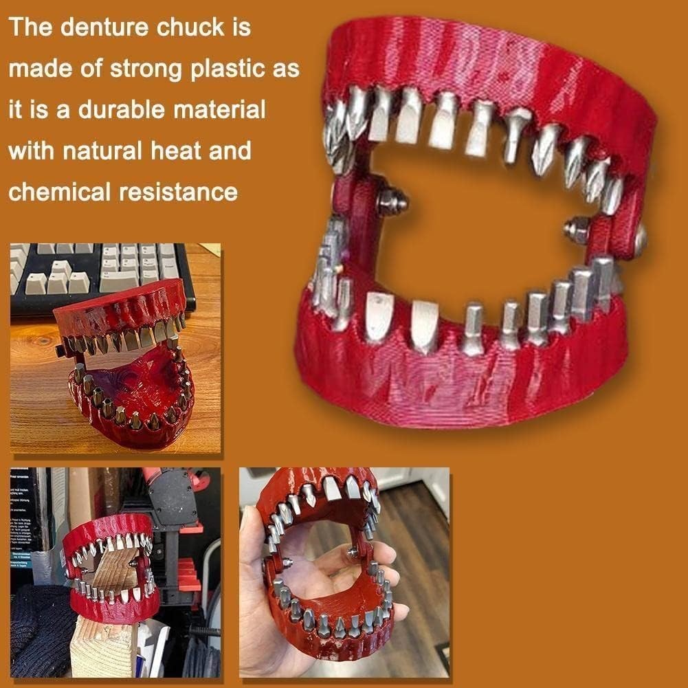 1pc Red Funny Denture Drill Bit Holder Teeth Model Design Screwdriver 6.35mm ...