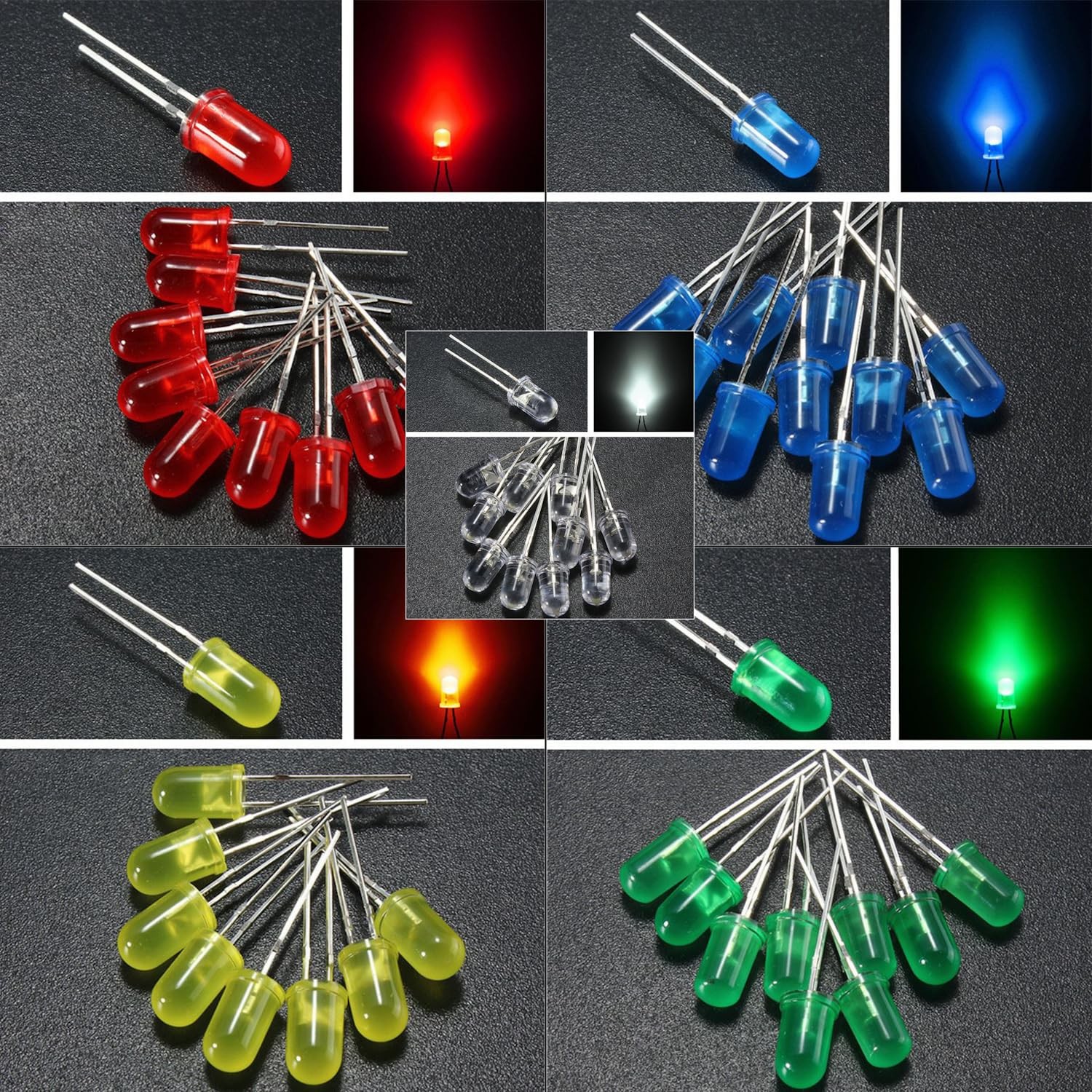 120 Pcs Assorted 5mm LED Light Diodes Kit