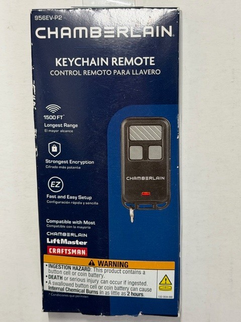 Chamberlain Garage Door Mini Keychain Remote, Model: 956EV-P2 ~ New in Box
