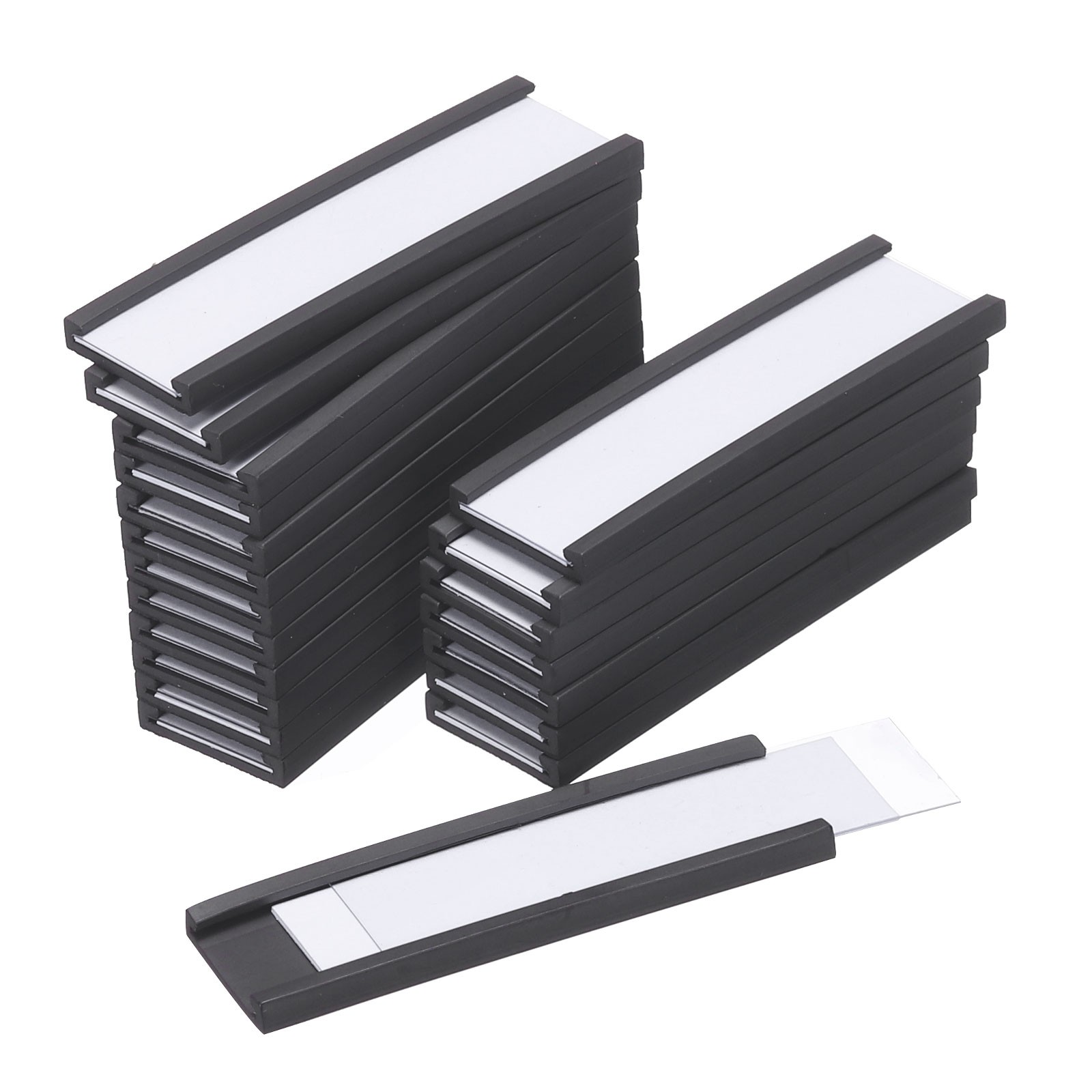 20pcs Label Holders 2" x 0.6" C Channel Rubber Magnetic for Metal Shelves