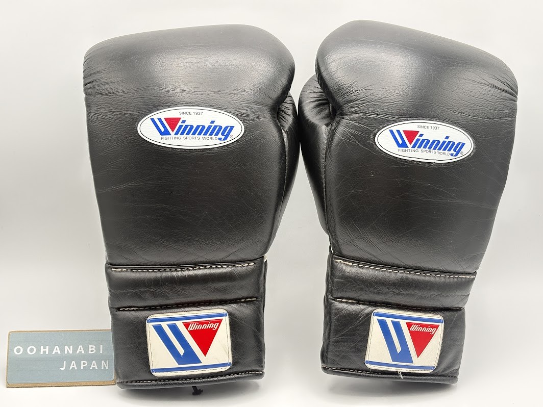 WINNING Boxing Gloves 16 oz MS-600 Black Lace Up String type Authentic Japan