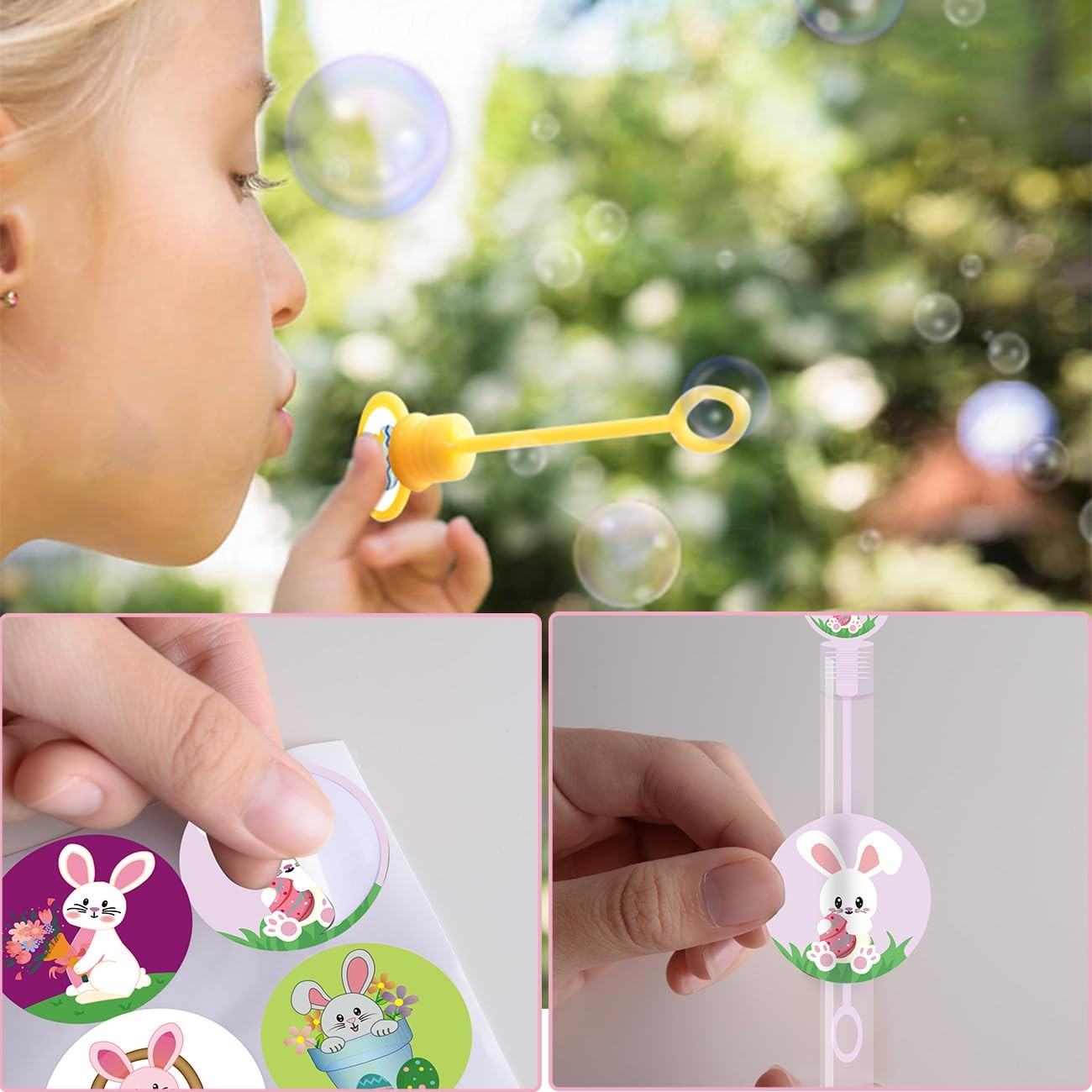 48PCS Easter Toys Mini Bubble Wands Assortment Colorful Gifts for Kids