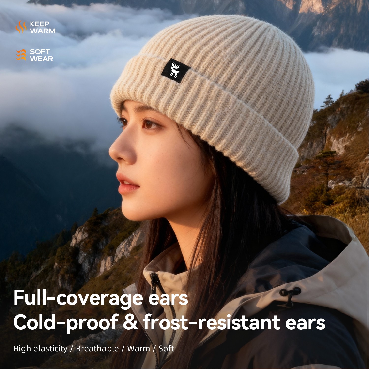 Qunature Beanie Hat for Men Women Cuffed Thick Knitted Winter Ski Hat Skull Cap