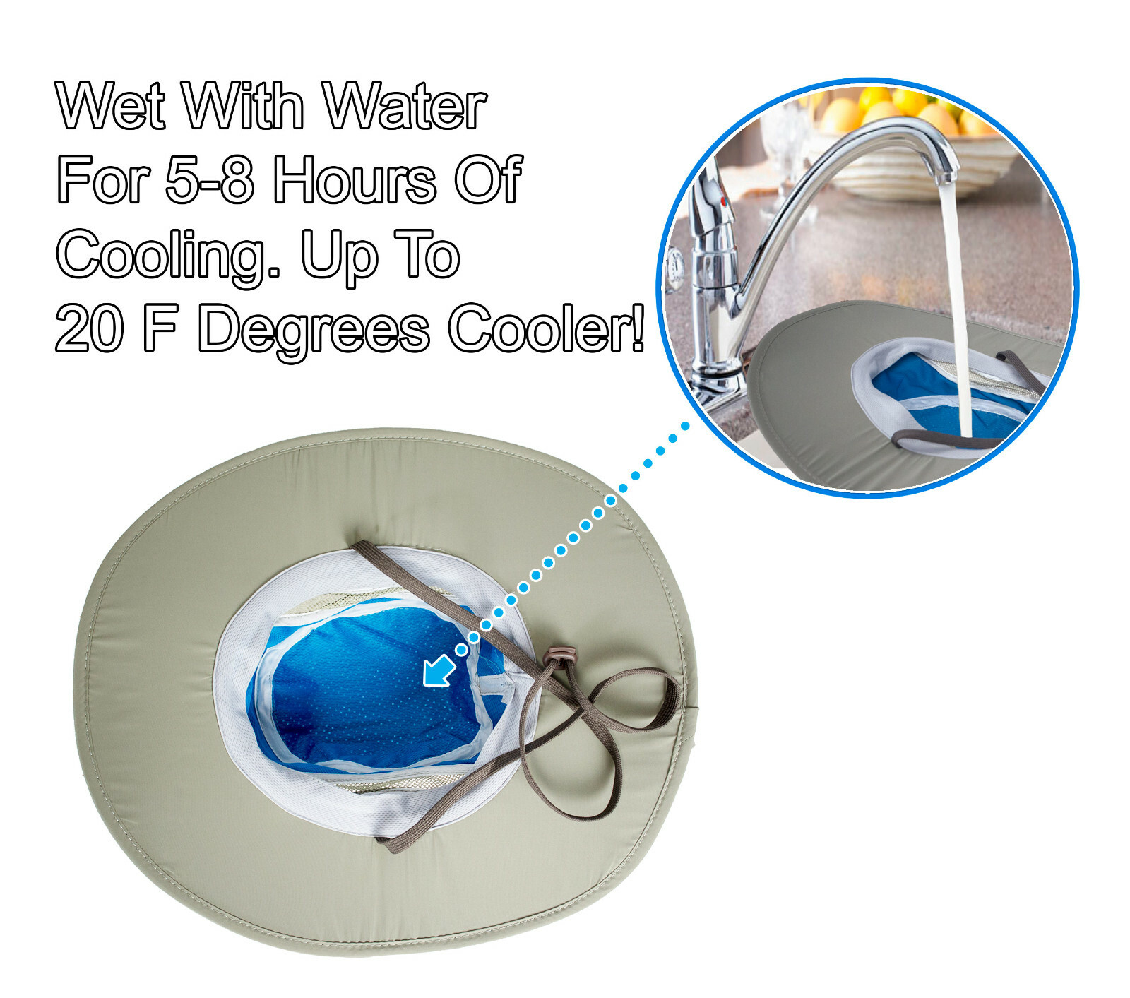 Polar Hydro Evaporative Cooling Hat UV Reflective Protection Bucket Solar Cap