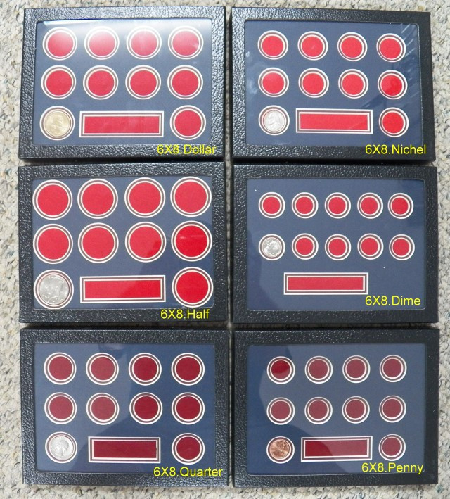 6"X8" Mats In Riker Display Case With Cut-Outs For US Coins And/Or Collectibles