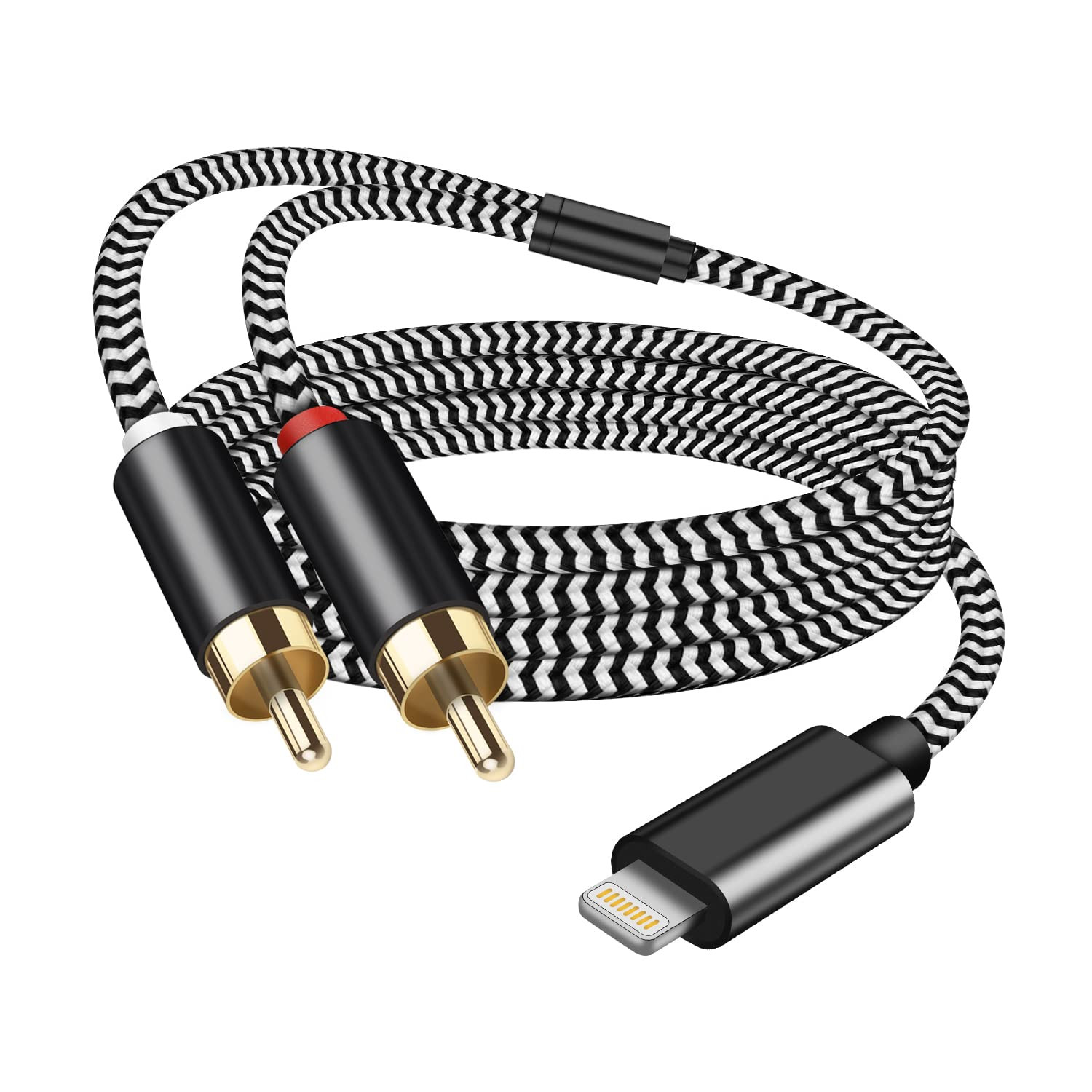 [Mfi Certified] Lighting to RCA Cable Audio Aux Adapter, 2-Male Stereo Y Splitte
