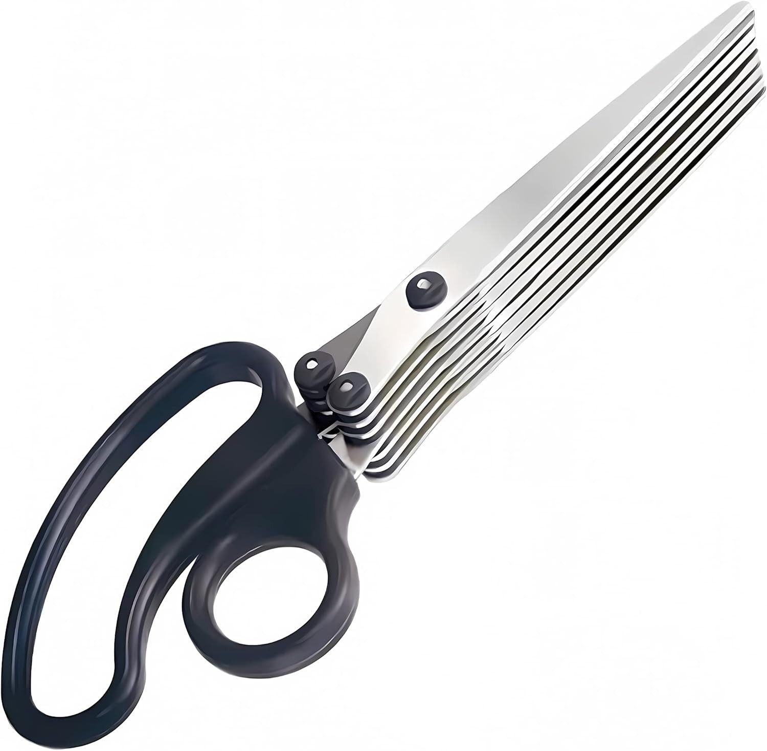 Efficient 7-Blade Shredder Scissors - 7.9” Stainless Steel, Lightweight, Black