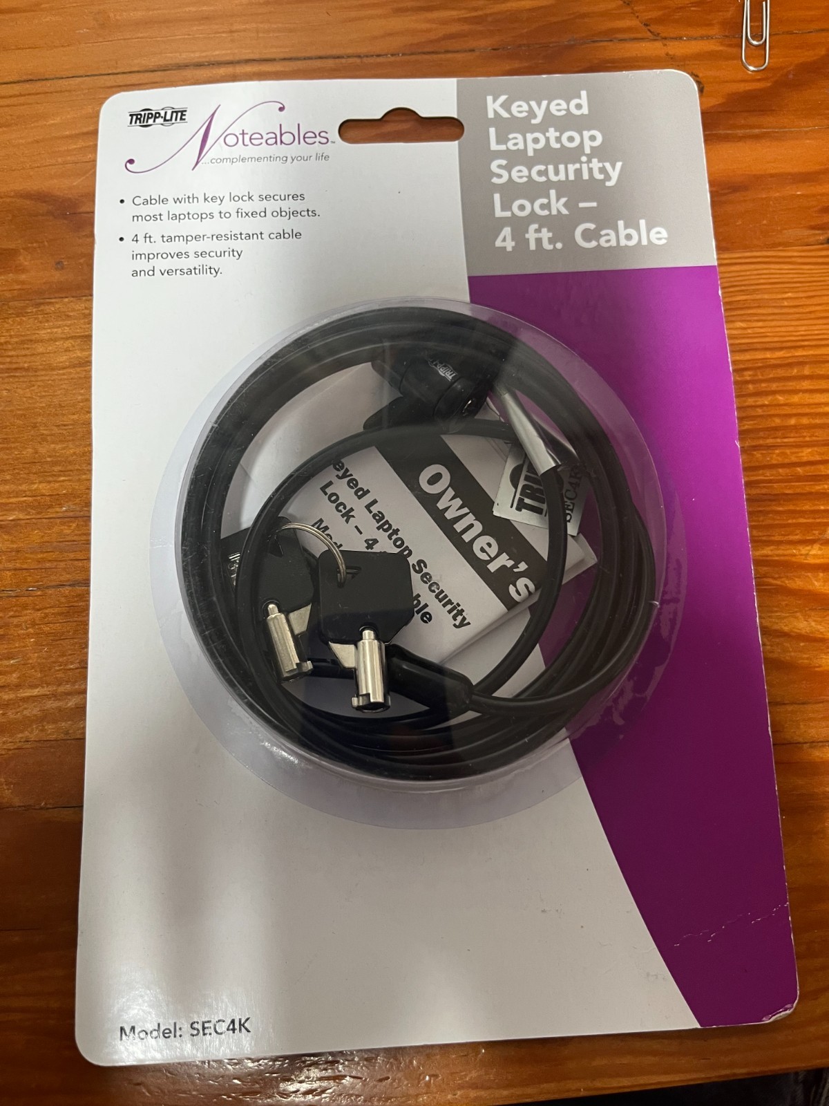 (NEW) Eaton Tripp Lite Series Security Lock - 4 Feet - Keyed Lock - 2 keys SEC4K