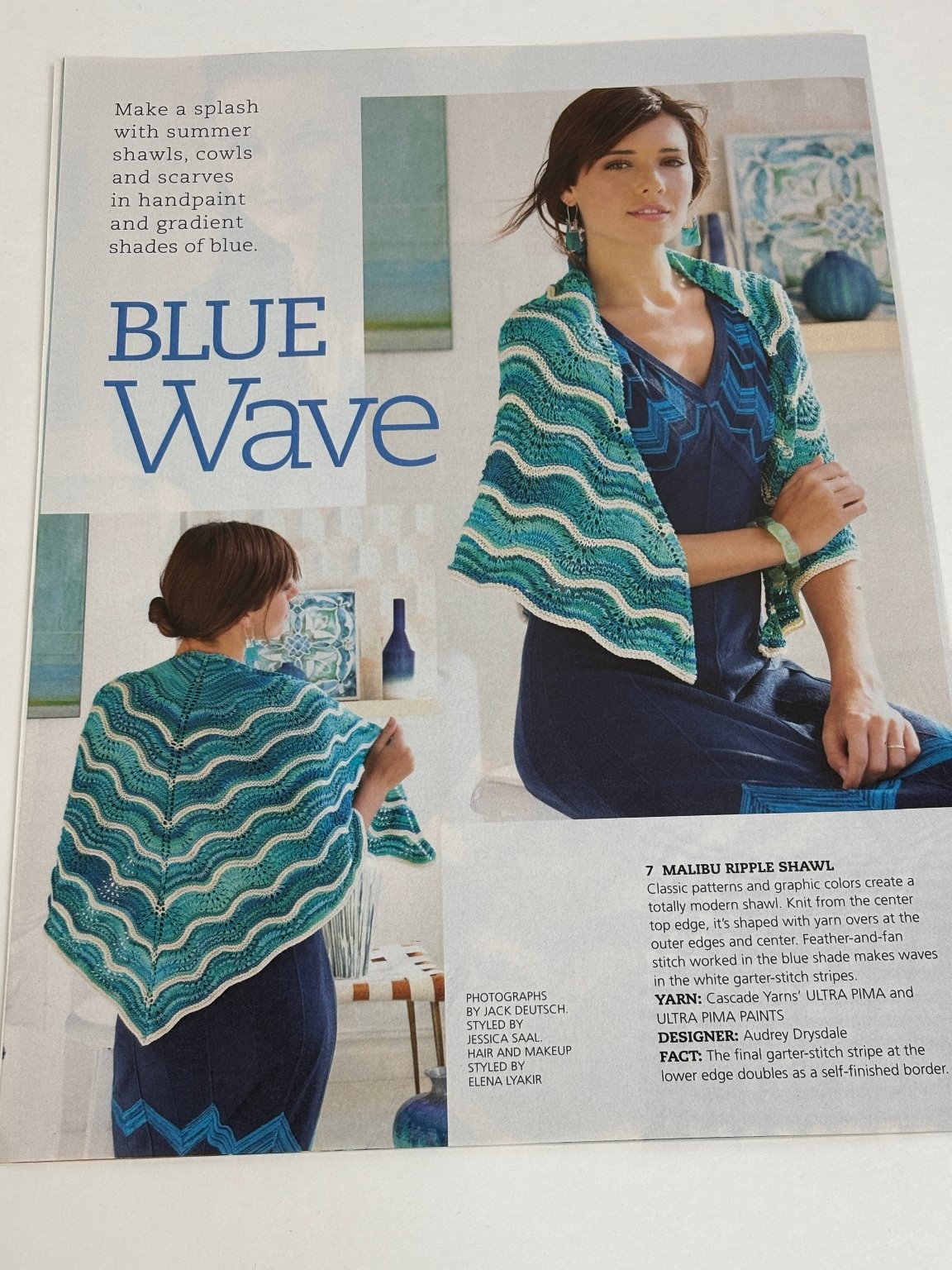 Malibu Ripple Shawl Knitting Pattern Magazine Pages