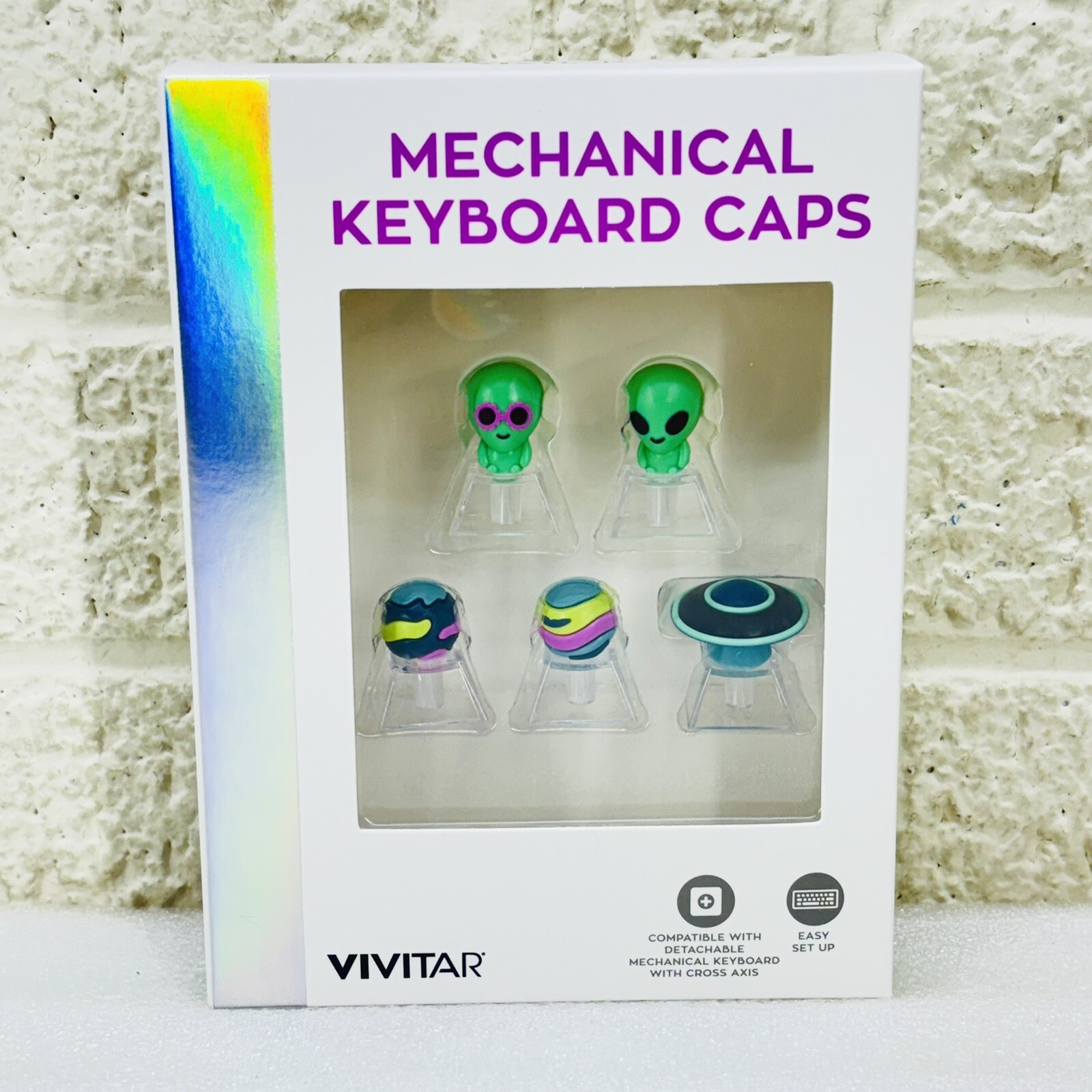 Set 6‼ Vivitar Mechanical Keyboard Cap Alien UFO Space Novelty Keycap Gamer Gift