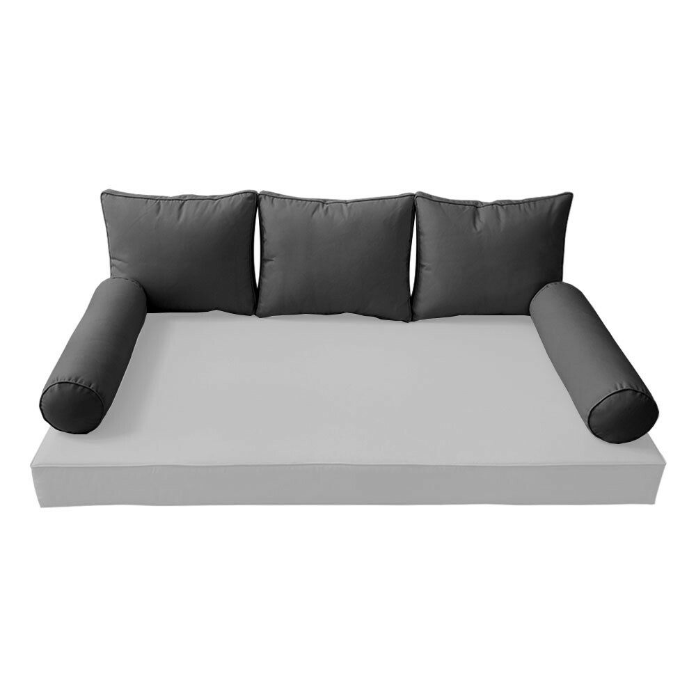*COVER ONLY*-Style 3 Outdoor Bolster Back Pillow Slipcover Piped Trim Twin-AD003