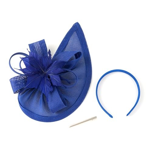Fascinator Derby Hats Womens Vintage 20s 50s Headband for One Size Royal Blue