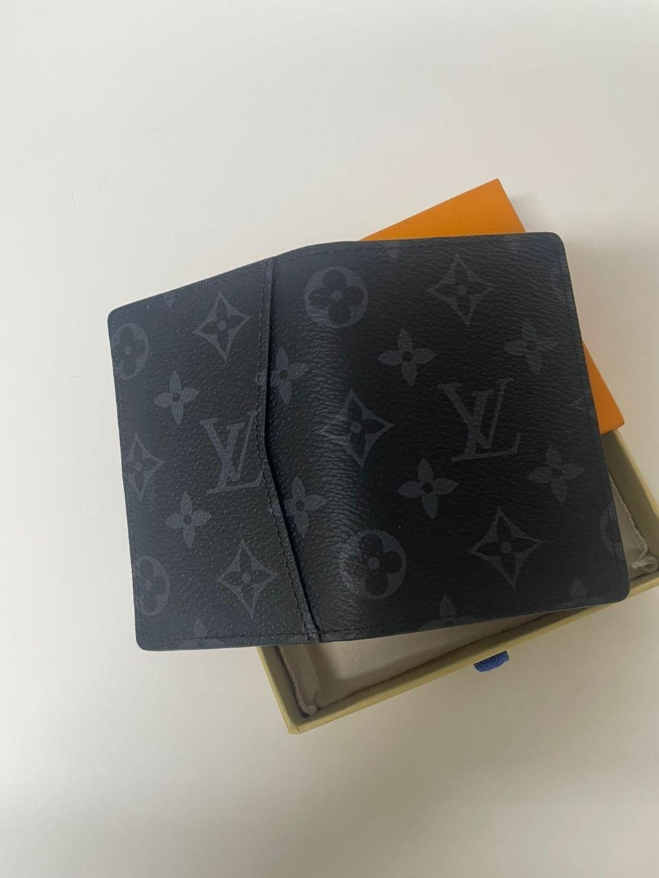 LV Louis Vuitton Pocket Organizer Monogram Eclipse Black