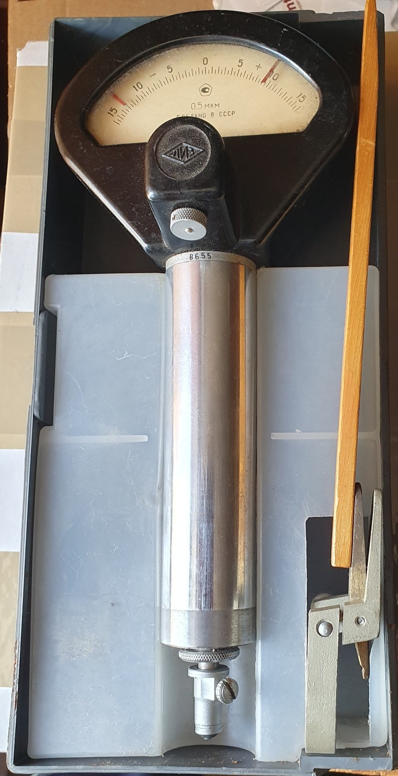 Mikrokator Measuring head spring +/- 0.0015 mm  1 div. = 0.0005 mm.