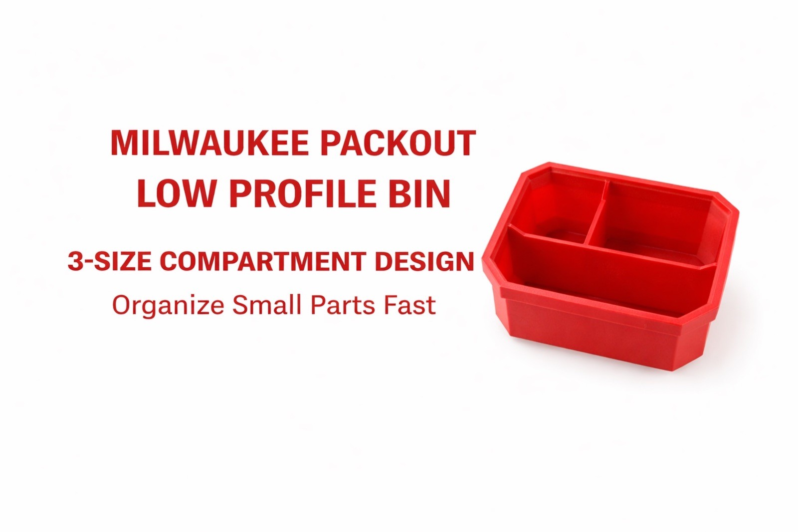 Milwaukee Packout Low Profile Bin 3 Compartment Organizer Insert Red