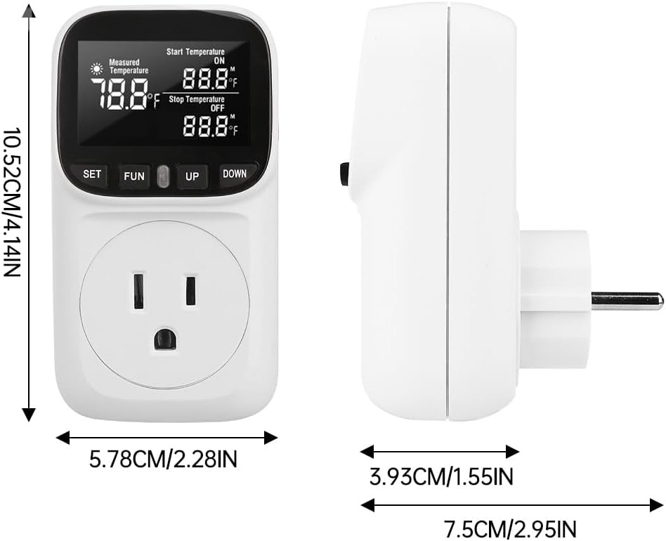 Diymore 1800W Digital Temperature Controller Plug in Thermostat Outlet White