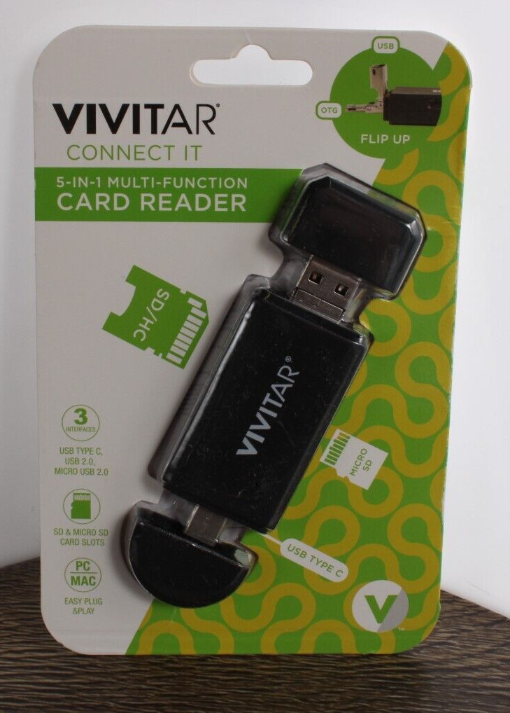 Brand New  Vivitar Connect It 5 in 1 Multi Function Card Reader OTG USB USB-C