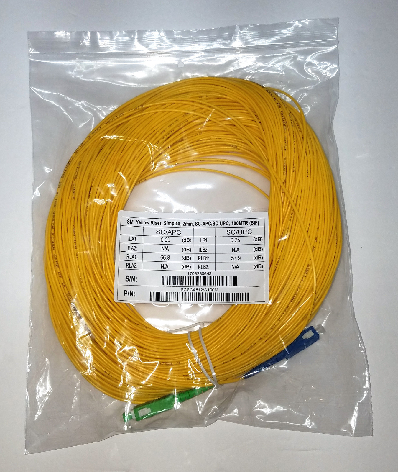 SC/UPC-SC/APC Fiber Optic OTDR Launch Cable 100 meters SM 1310/1550nm Singlemode