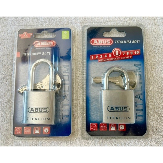 ABUS Titalium 80TI/40 Padlock Lot of 2 Aluminum Hardened Steel Shackle Silver