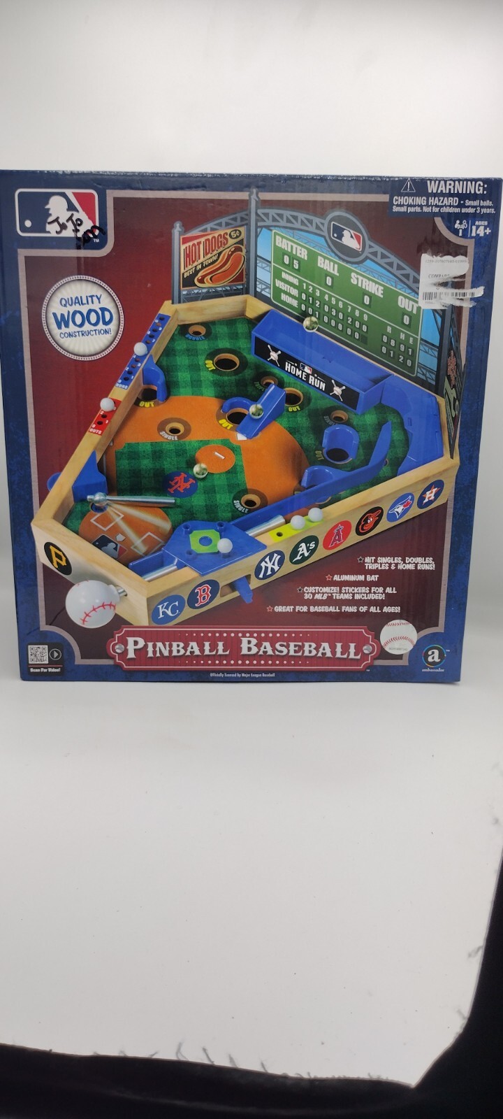Wooden Tabletop Pinball Baseball Game