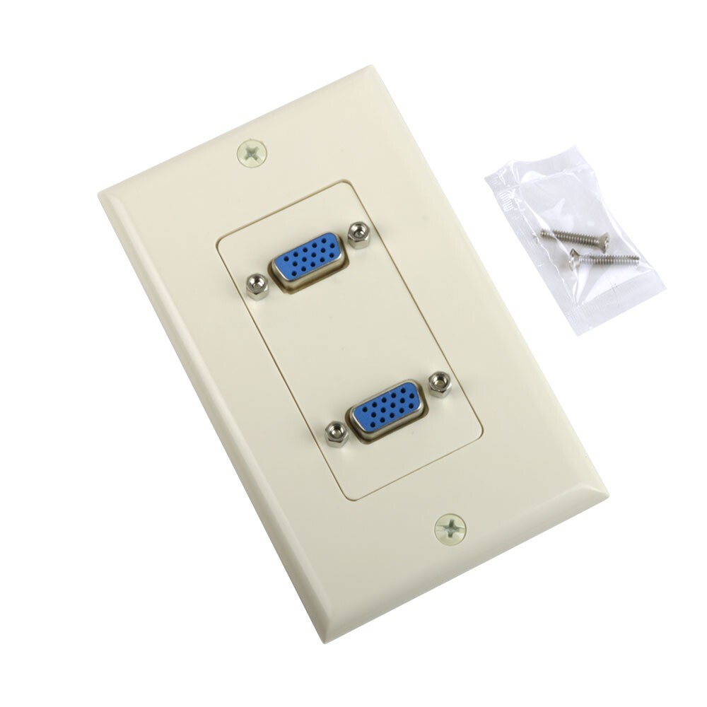 Construct Pro Wall Plate with Dual Female VGA Pass Throughs (Light Almond)