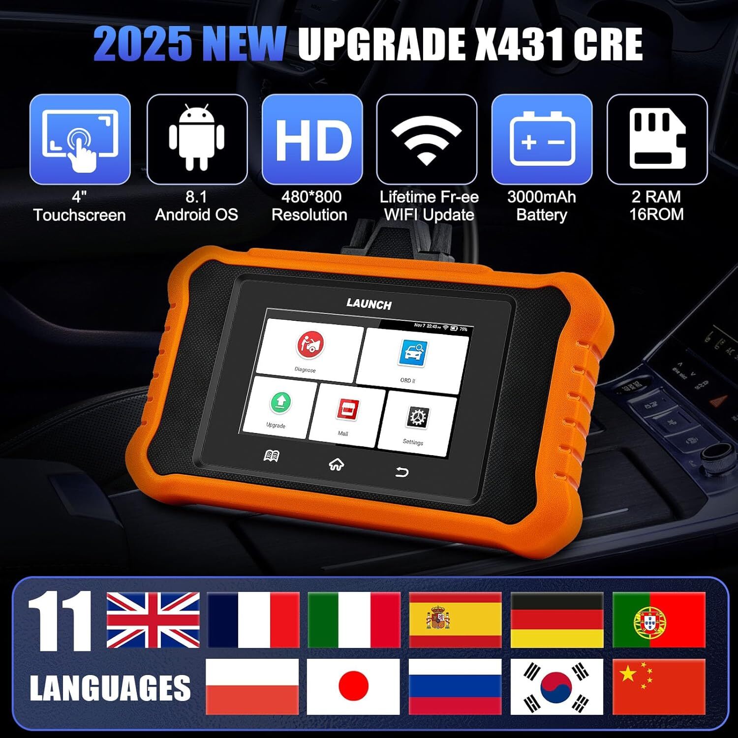 LAUNCH Creader Elite V3 fit for Kia Hyundai Full System Diagnostic OBD2 Scanner