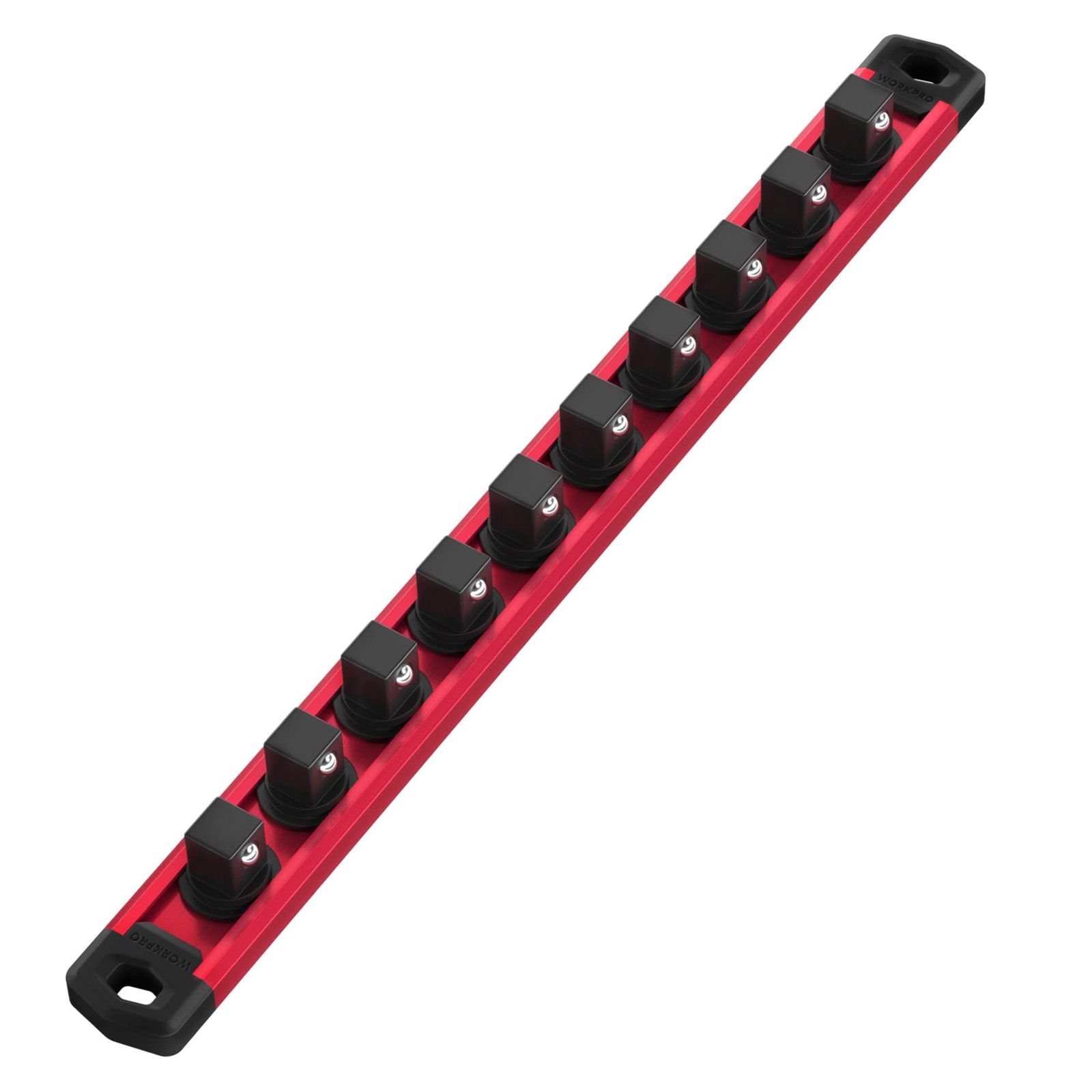 WORKPRO Magnetic Socket Organizer, 3/8-Inch Drive Aluminum Alloy 3/8" DR, Red