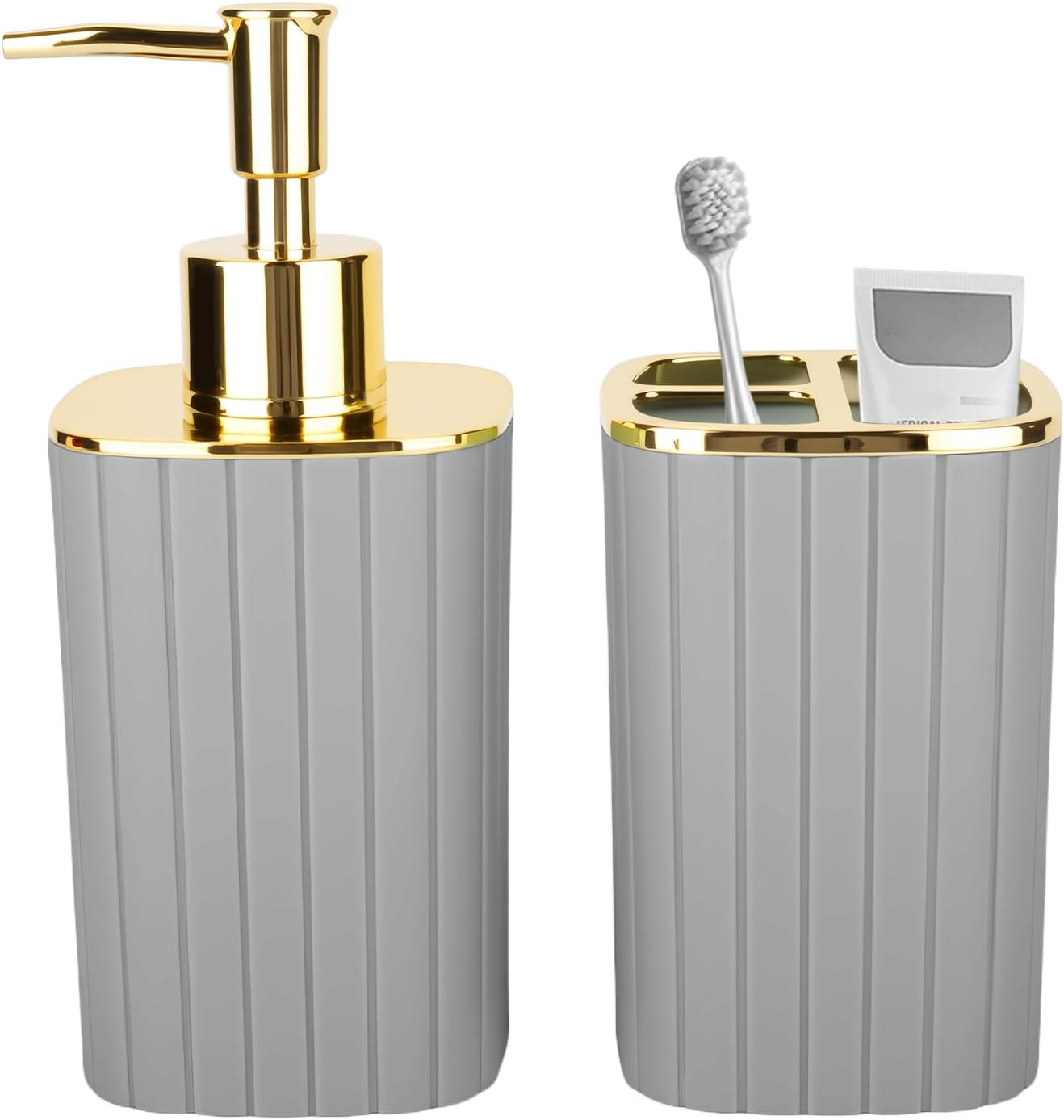 2PCS Bathroom Accessories Set, Grey Bathroom Accessories Include Soap Dispenser