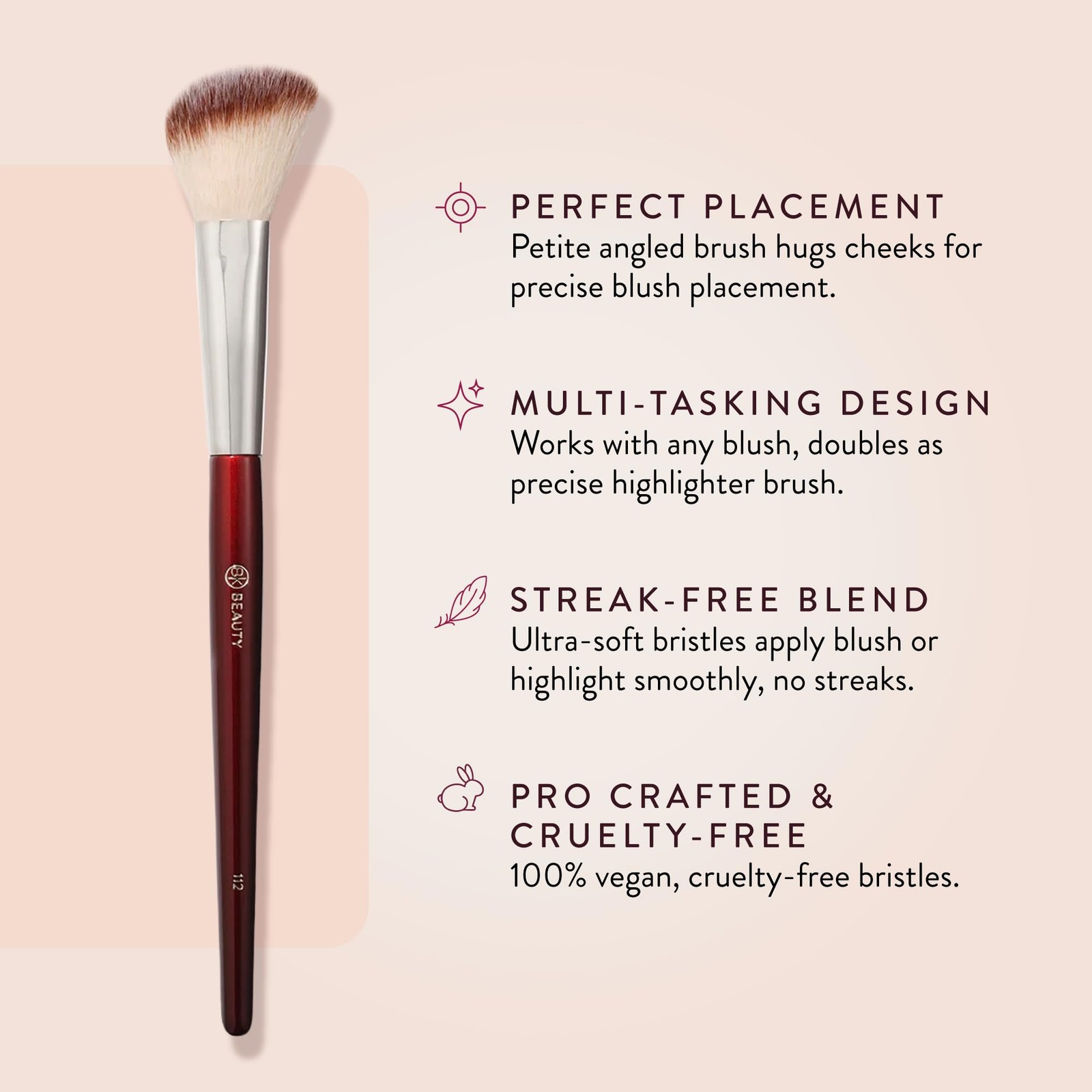 112 SMALL ANGLED FACE BRUSH – Precise Angled Blush Brush for Soft, Natural Bl...