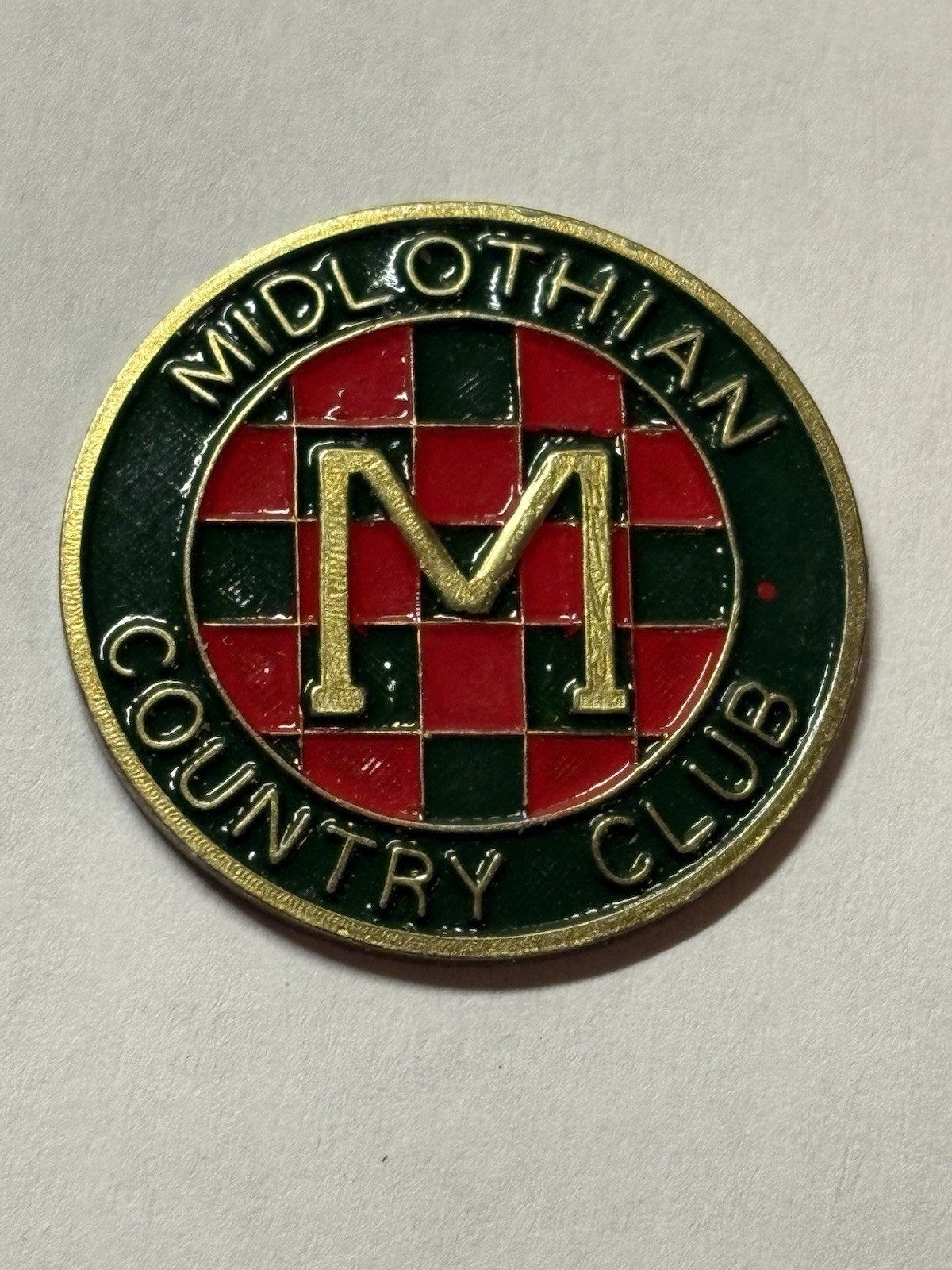 Vintage Rare Midlothian Country Club 1" Coin Style Golf Marker - Midlothian, IL