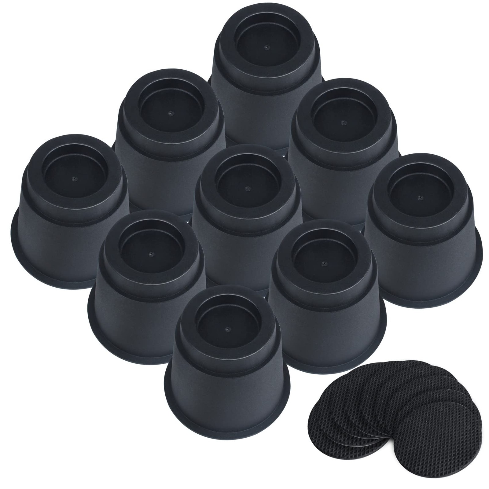 9 Pack 5 Inch Heavy Duty Bed Risers Furniture Lifters Round Black