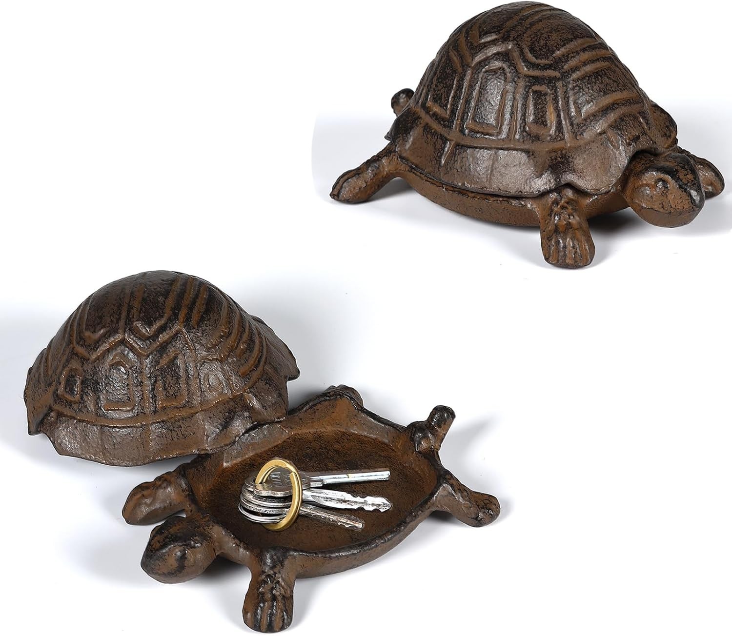 Key Hider Outdoor Turtle - Cast Iron Turtle Hidden Key Holder for Outside Yard